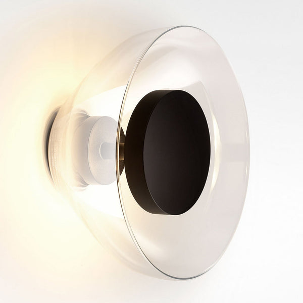 Applique murale LED Aura en verre, noir et transparent, Ø 17,9 cm