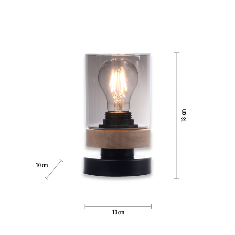 Lampe à poser Pasqual noire et bois