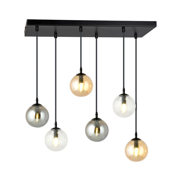 Cosmo 6-light pendant, black, mix