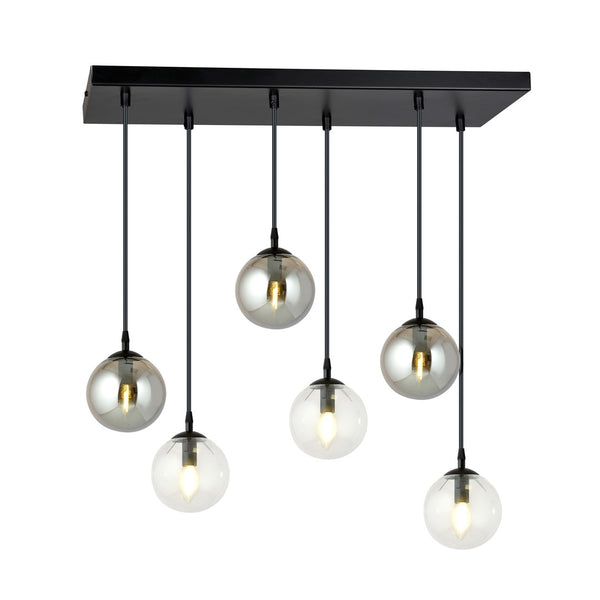 Cosmo 6-light pendant lamp black, mix 2