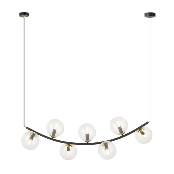 Ritz 7-light pendant, black, transparent glass