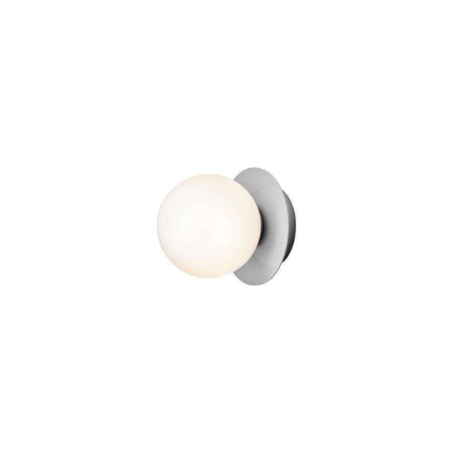 Applique murale Liila 1 IP44 en verre, argenté et blanc, Ø 14 cm, IP44