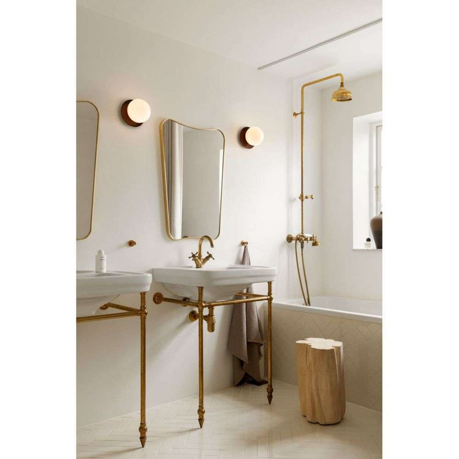 Applique murale Liila 1 Medium en verre, bronze et blanc, Ø 16,5 cm, IP44