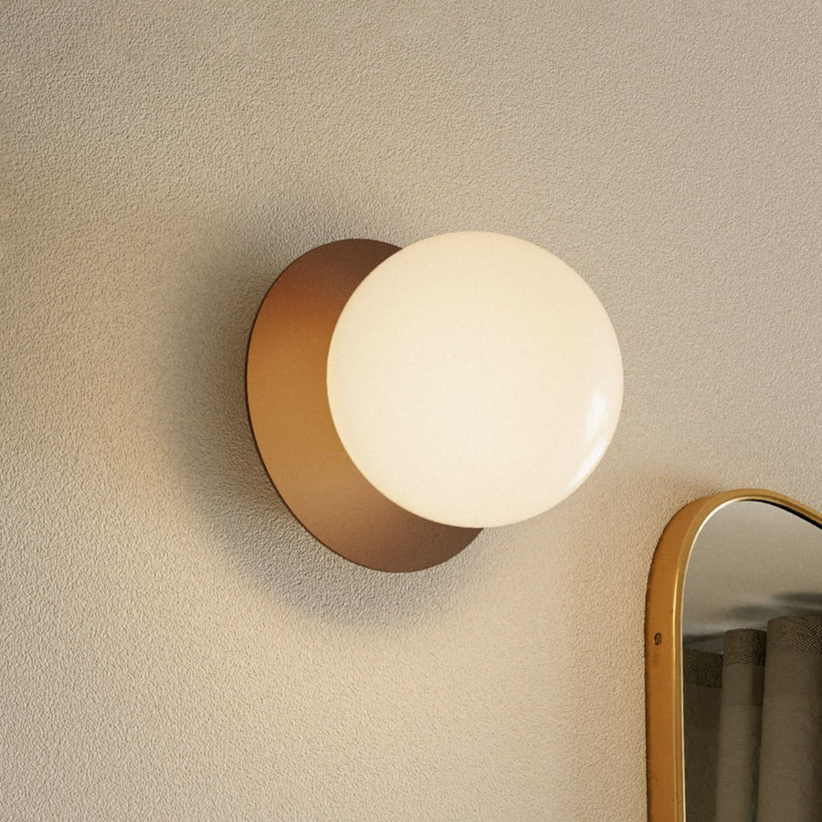 Applique murale Liila 1 Medium en verre, bronze et blanc, Ø 16,5 cm, IP44