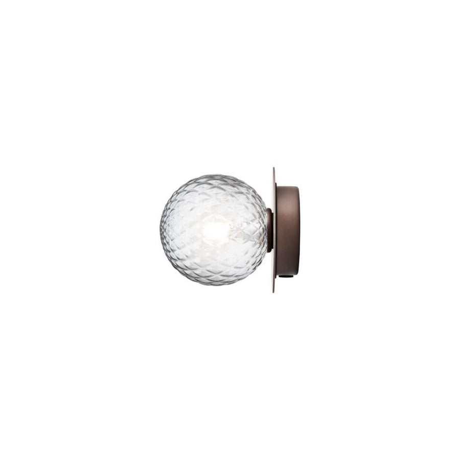 Applique murale Liila 1 en verre, bronze et transparent, Ø 14 cm, IP44