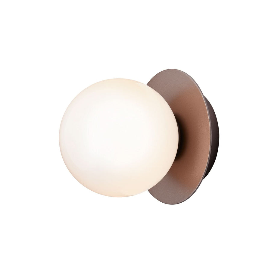 Applique murale Liila 1 en verre, bronze et blanc, Ø 14 cm, IP44