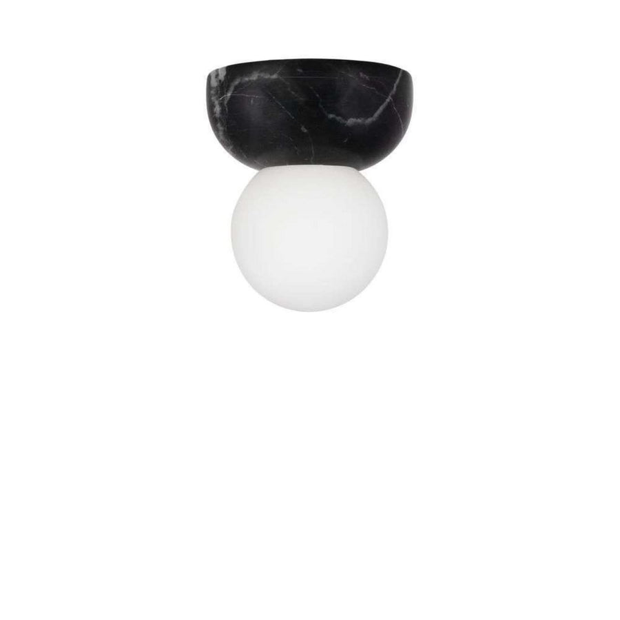 Applique murale Torrano en verre, noir marbré et blanc, Ø 13 cm, IP44