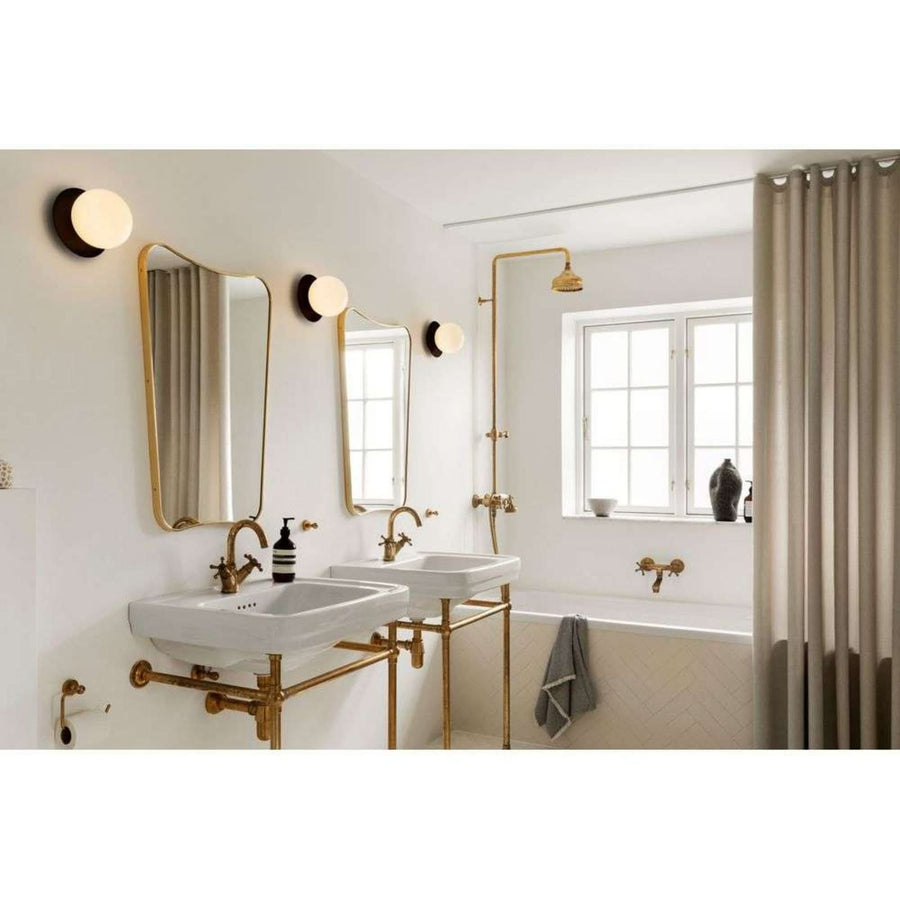 Applique murale Liila 1 Medium en verre, noir et blanc, Ø 16,5 cm, IP44