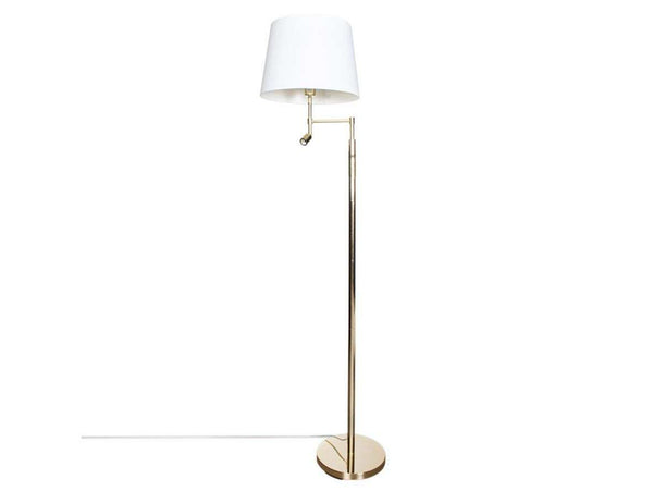 Lampadaire Orlando en tissu, laiton et blanc, 2 lumières, hauteur 157 cm