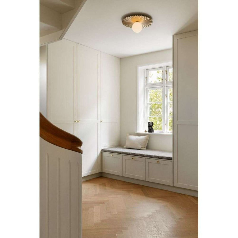 Applique murale Liila Muuse en verre, doré et blanc, Ø 42 cm, IP44