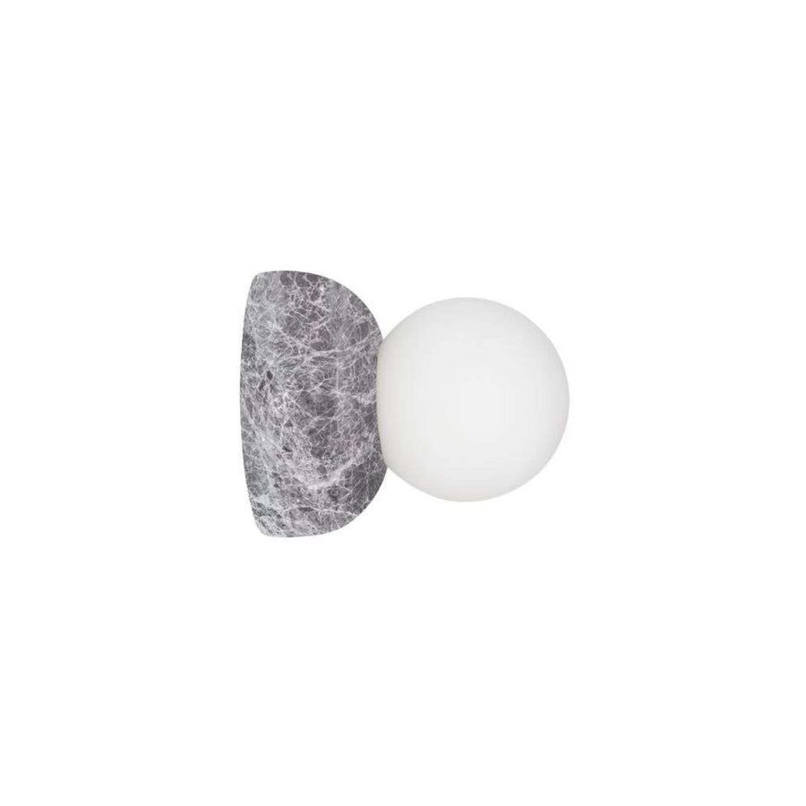 Applique murale Torrano en verre, gris marbré et blanc, Ø 13 cm, IP44