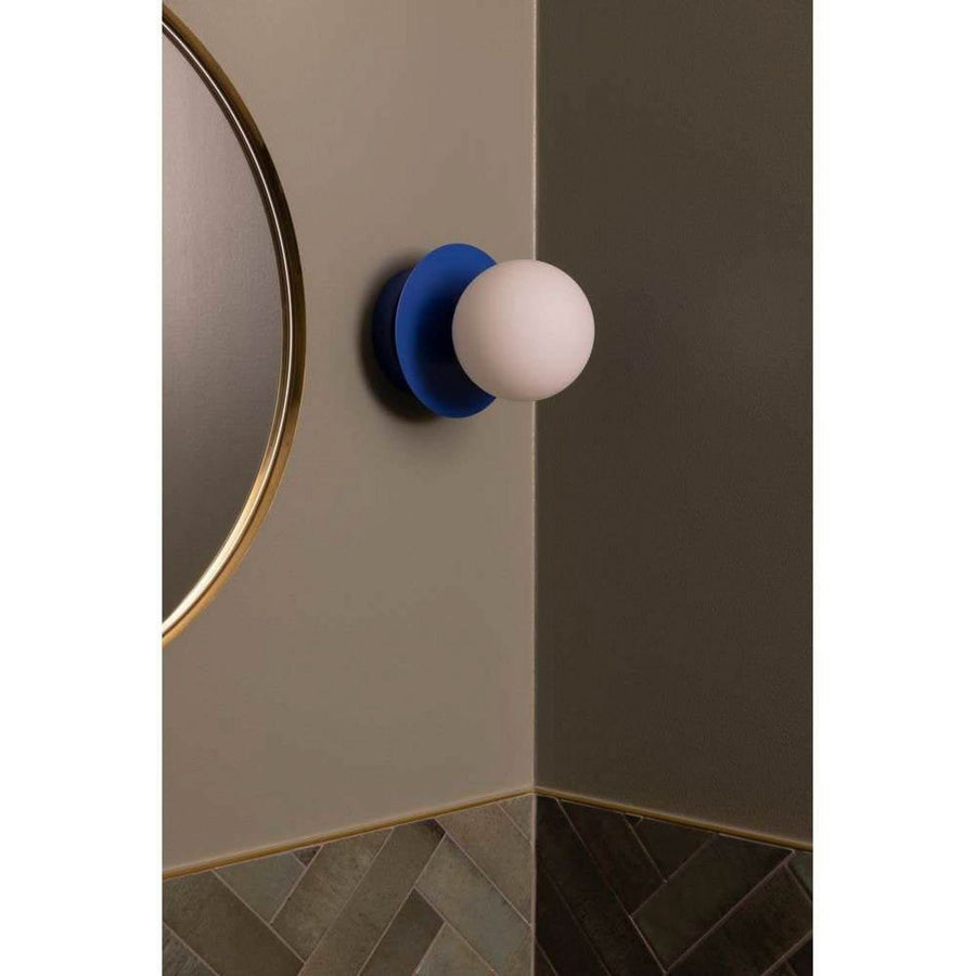 Applique murale ART Deco en verre, bleu et blanc, Ø 16 cm, IP44