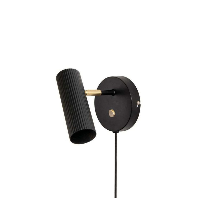 Applique murale Hubble en métal, noir et laiton brossé, hauteur 15 cm