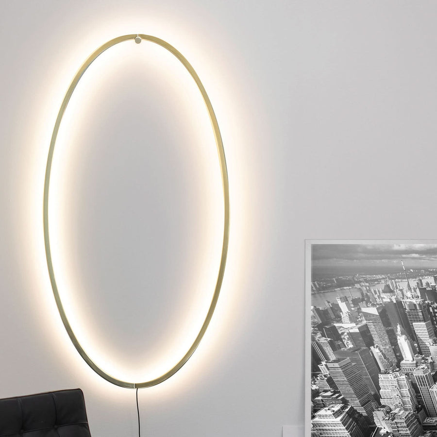 Applique murale LED Ellisse 2 700 en aluminium, or et blanc, hauteur 135 cm
