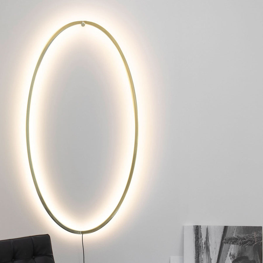 Applique murale LED Ellisse 2 700 en aluminium, or et blanc, hauteur 135 cm