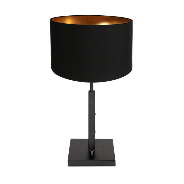 Stang 7197ZW black table lamp with rotary switch and black linen lampshade