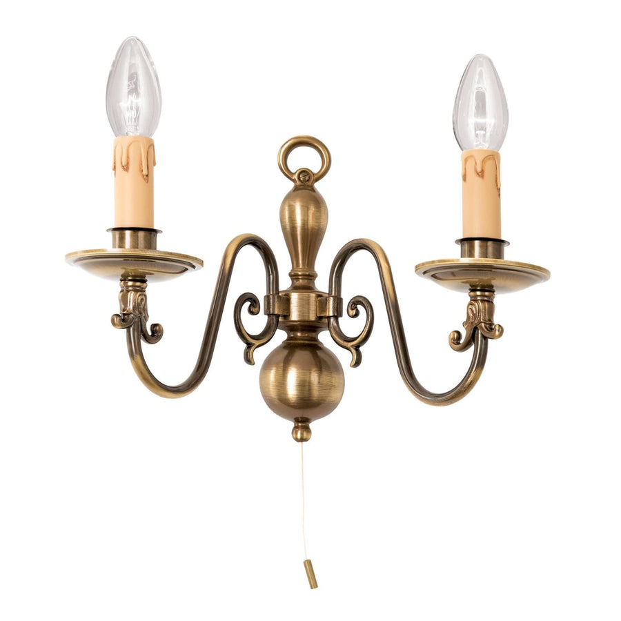 Applique murale Imke 2 en laiton, 2 lumières, hauteur 22 cm