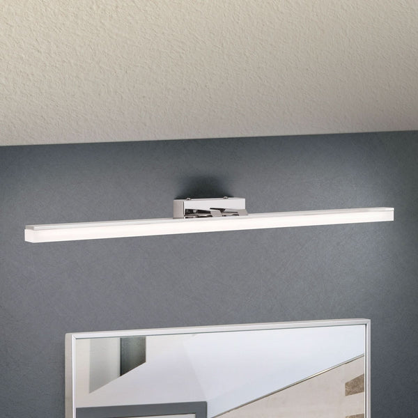 Applique murale LED Jadea en métal, chromé et blanc satiné, hauteur 5 cm, IP44