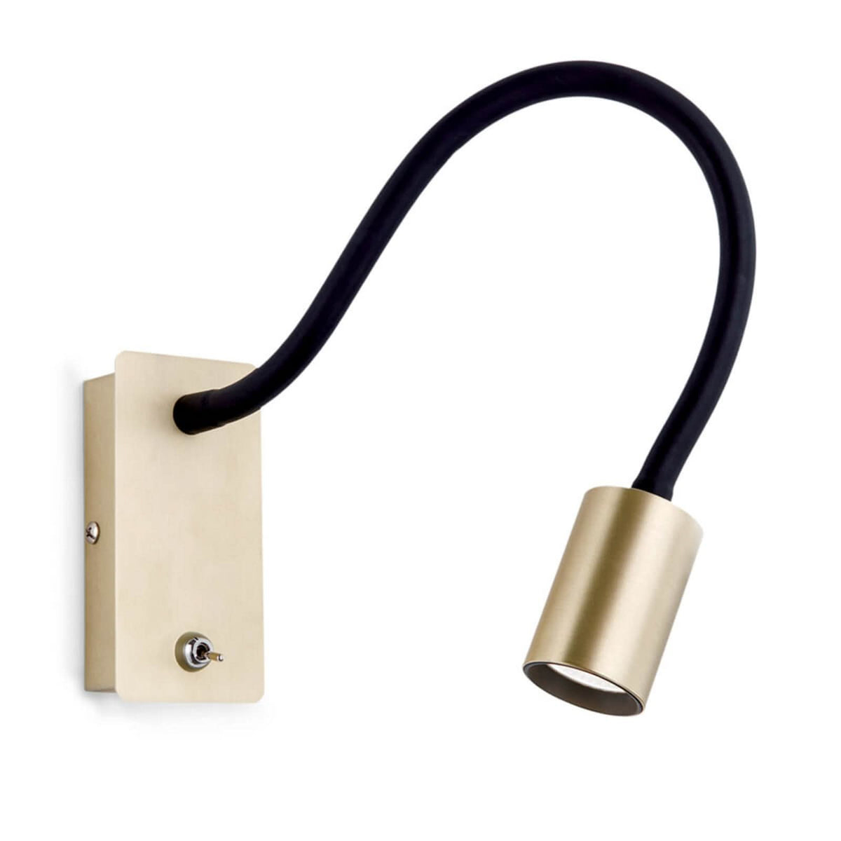 Applique murale LED Kurt en aluminium, laiton mat et noir, hauteur 12 cm