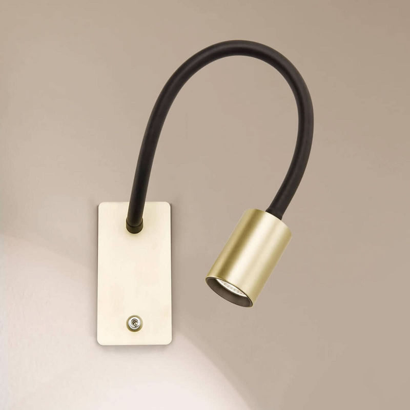Applique murale LED Kurt en aluminium, laiton mat et noir, hauteur 12 cm