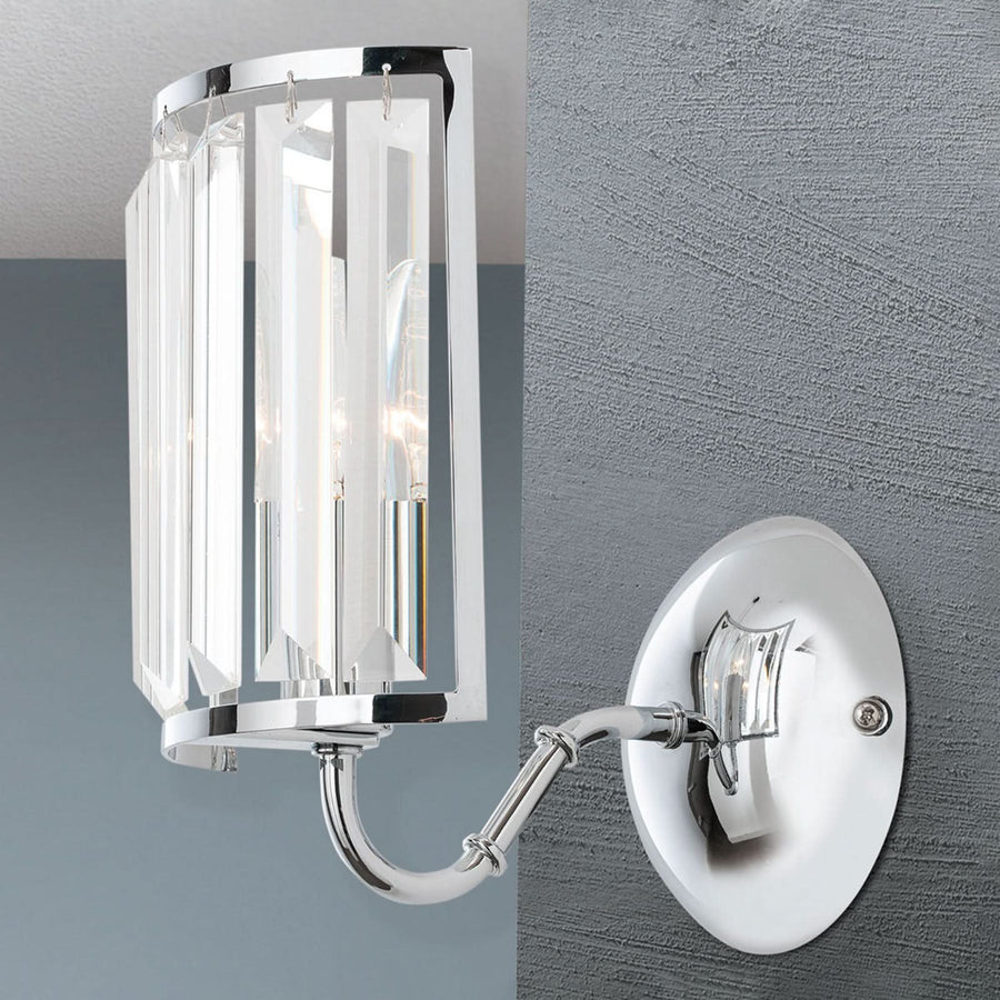 Applique murale Gstaad en cristal, chromé et transparent, hauteur 22 cm