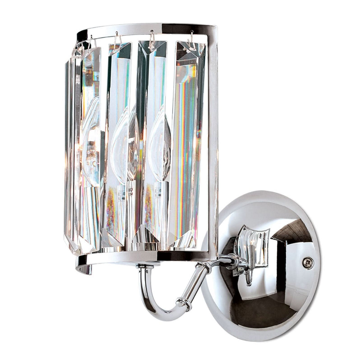 Applique murale Gstaad en cristal, chromé et transparent, hauteur 22 cm