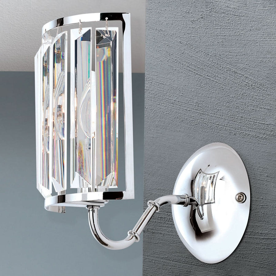 Applique murale Gstaad en cristal, chromé et transparent, hauteur 22 cm