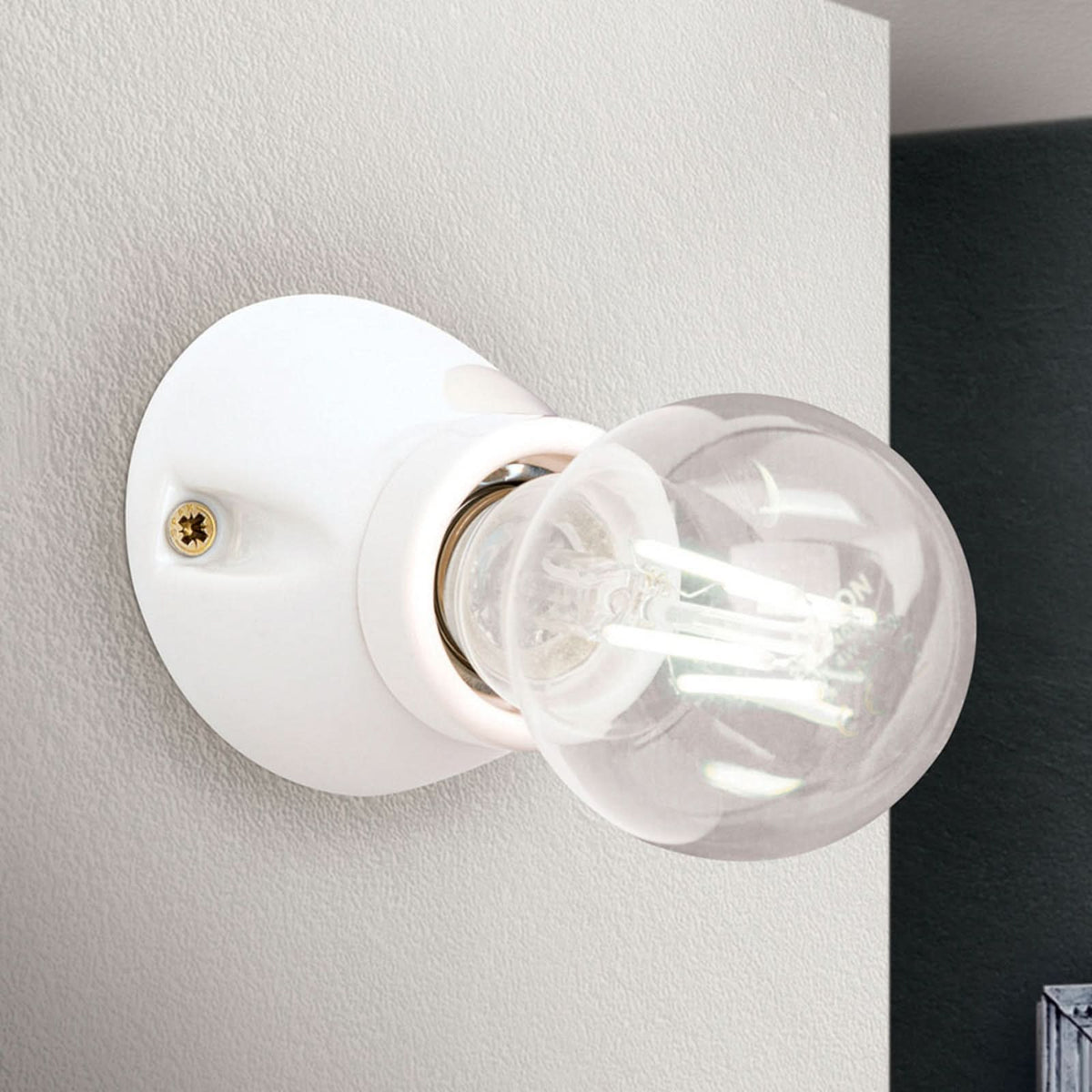 Applique murale Frost en céramique, blanc brillant, Ø 7 cm