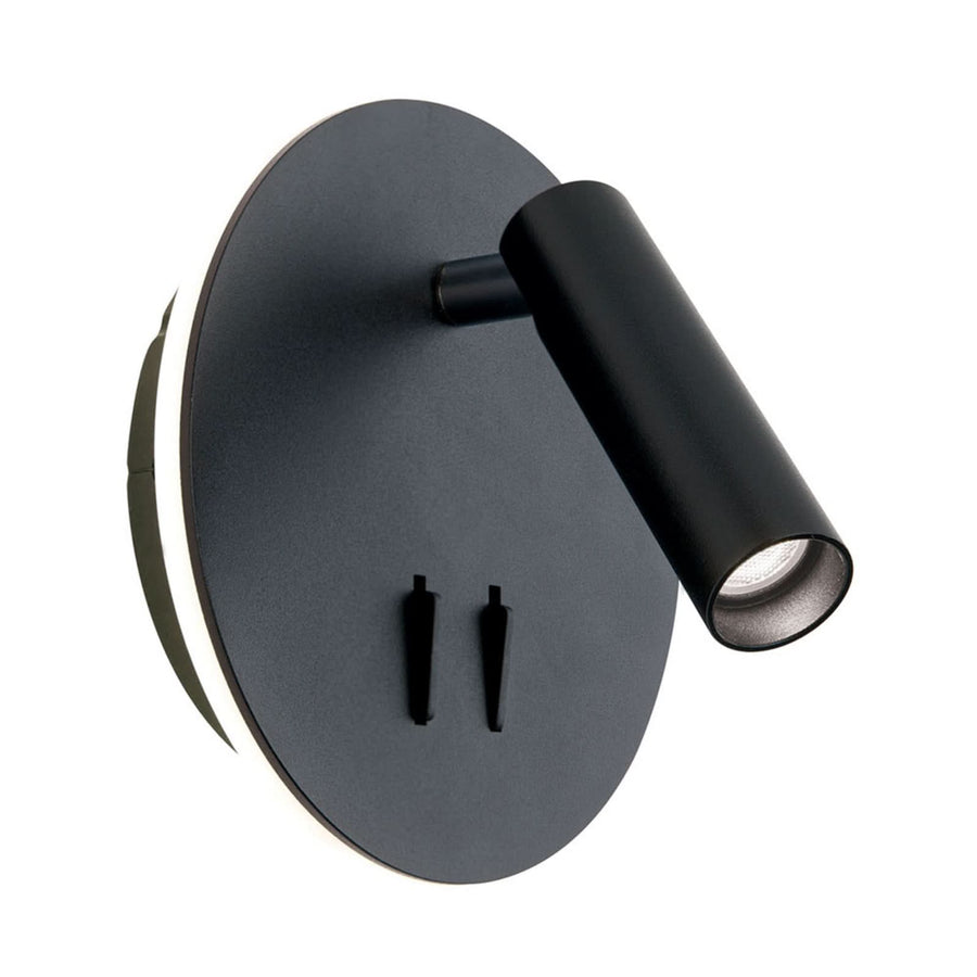 Applique murale LED Lenny en aluminium, noir, Ø 15 cm