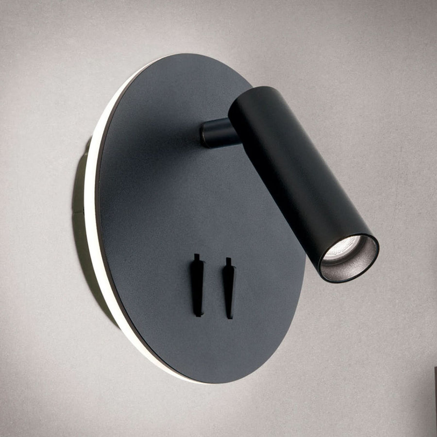 Applique murale LED Lenny en aluminium, noir, Ø 15 cm