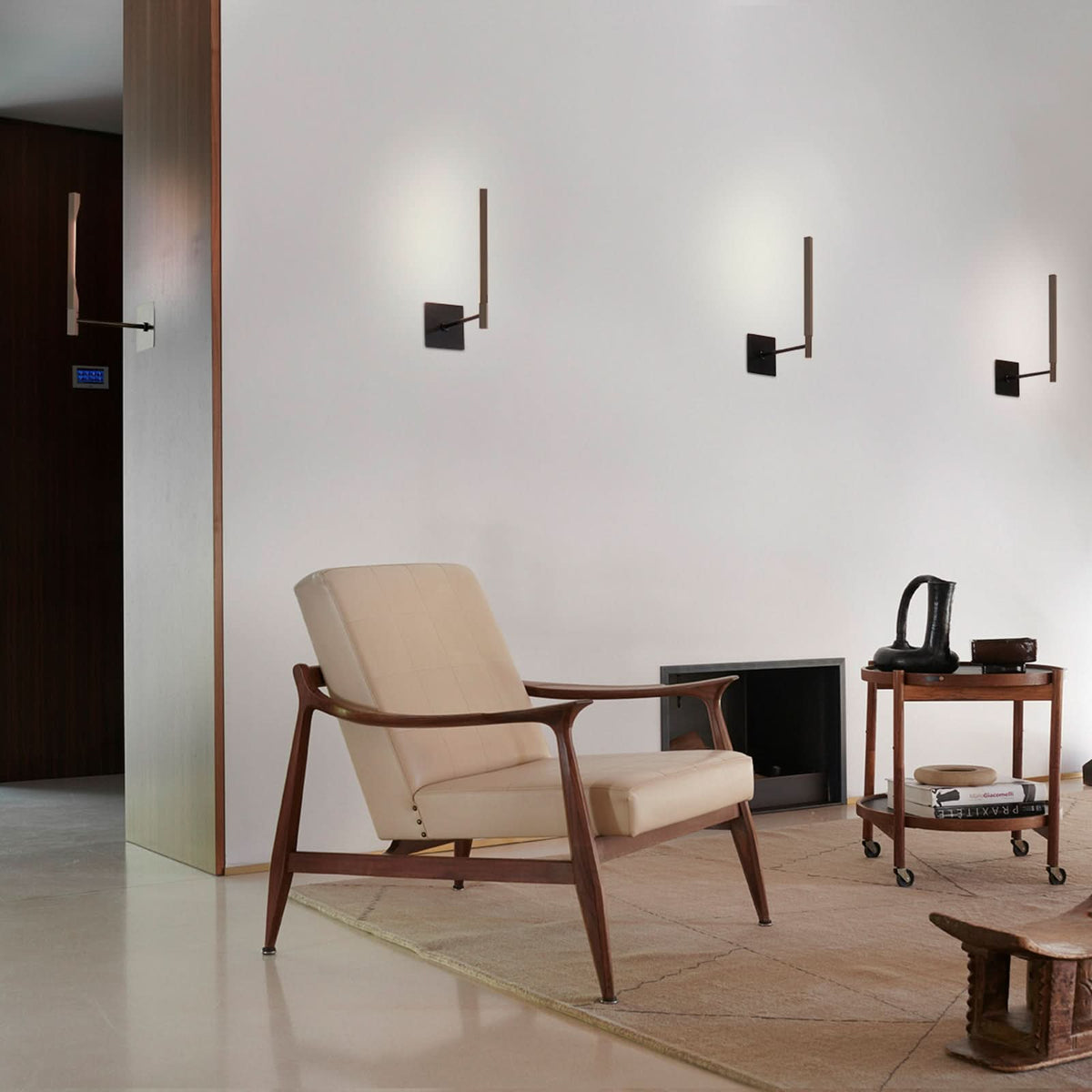 Applique murale LED Ilo 187 en métal, bronze satiné et noir mat