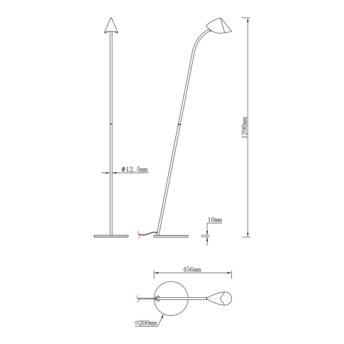 Lampadaire LED Capuccina noir