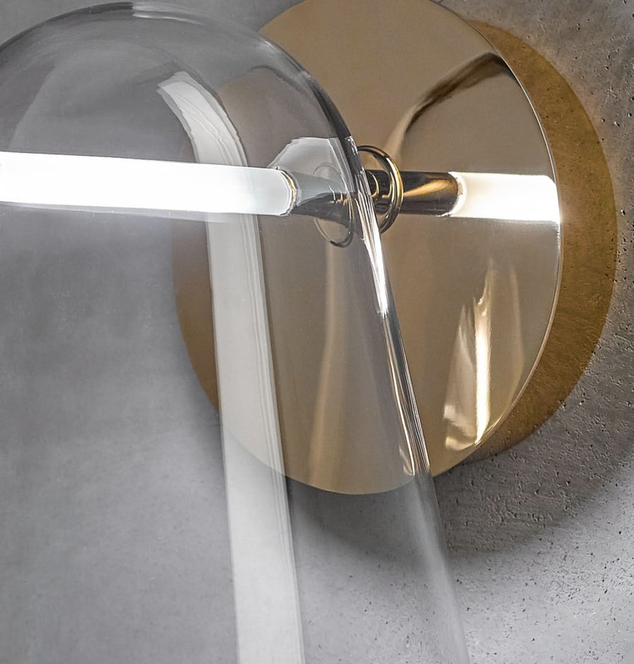 Applique murale LED Sino W3 en verre, doré, hauteur 24 cm