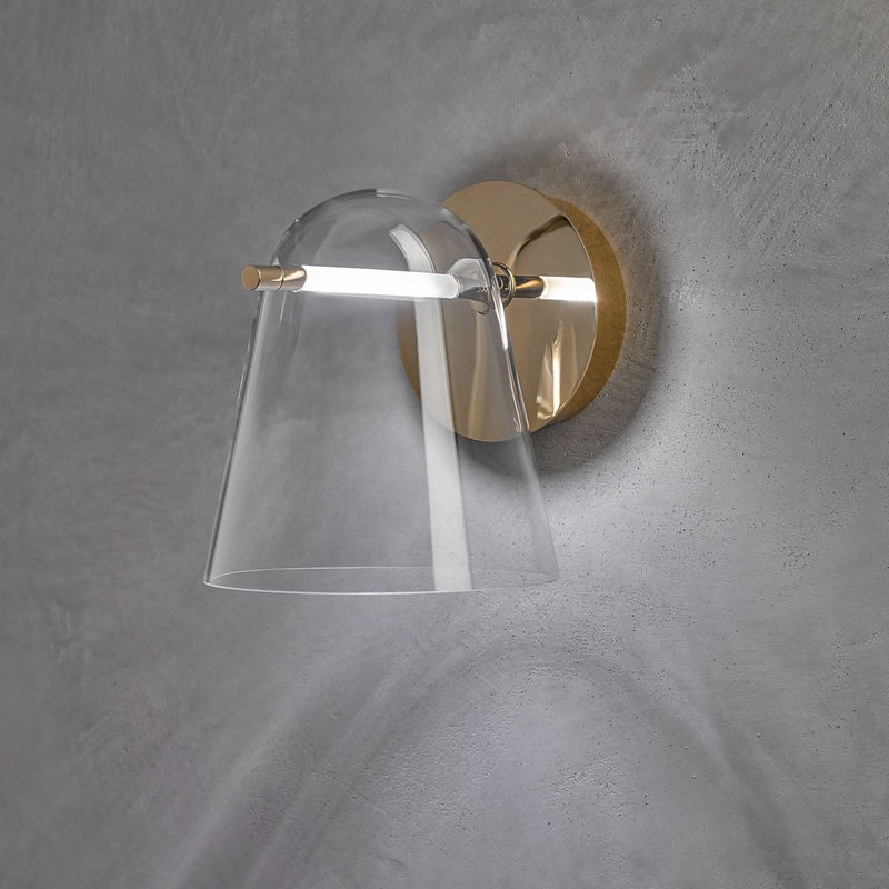 Applique murale LED Sino W3 en verre, doré, hauteur 24 cm