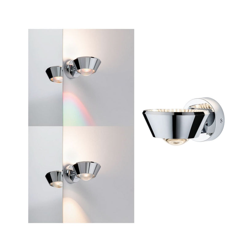 Applique murale LED Sabik, chromé, hauteur 8 cm, IP44