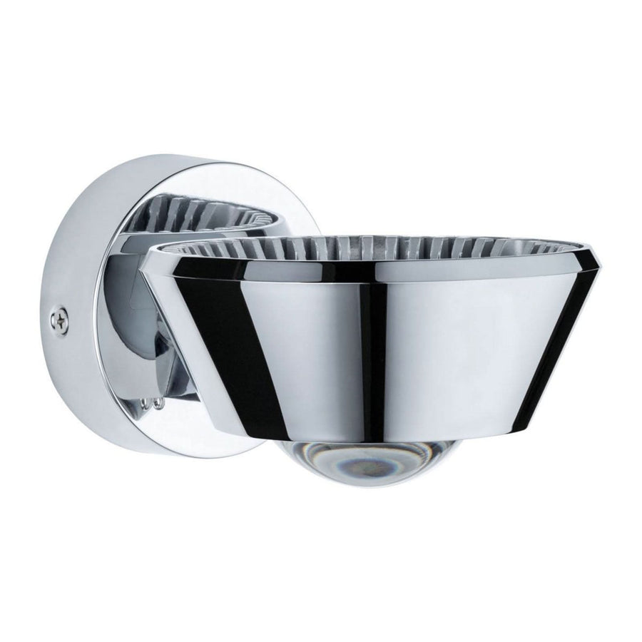 Applique murale LED Sabik, chromé, hauteur 8 cm, IP44