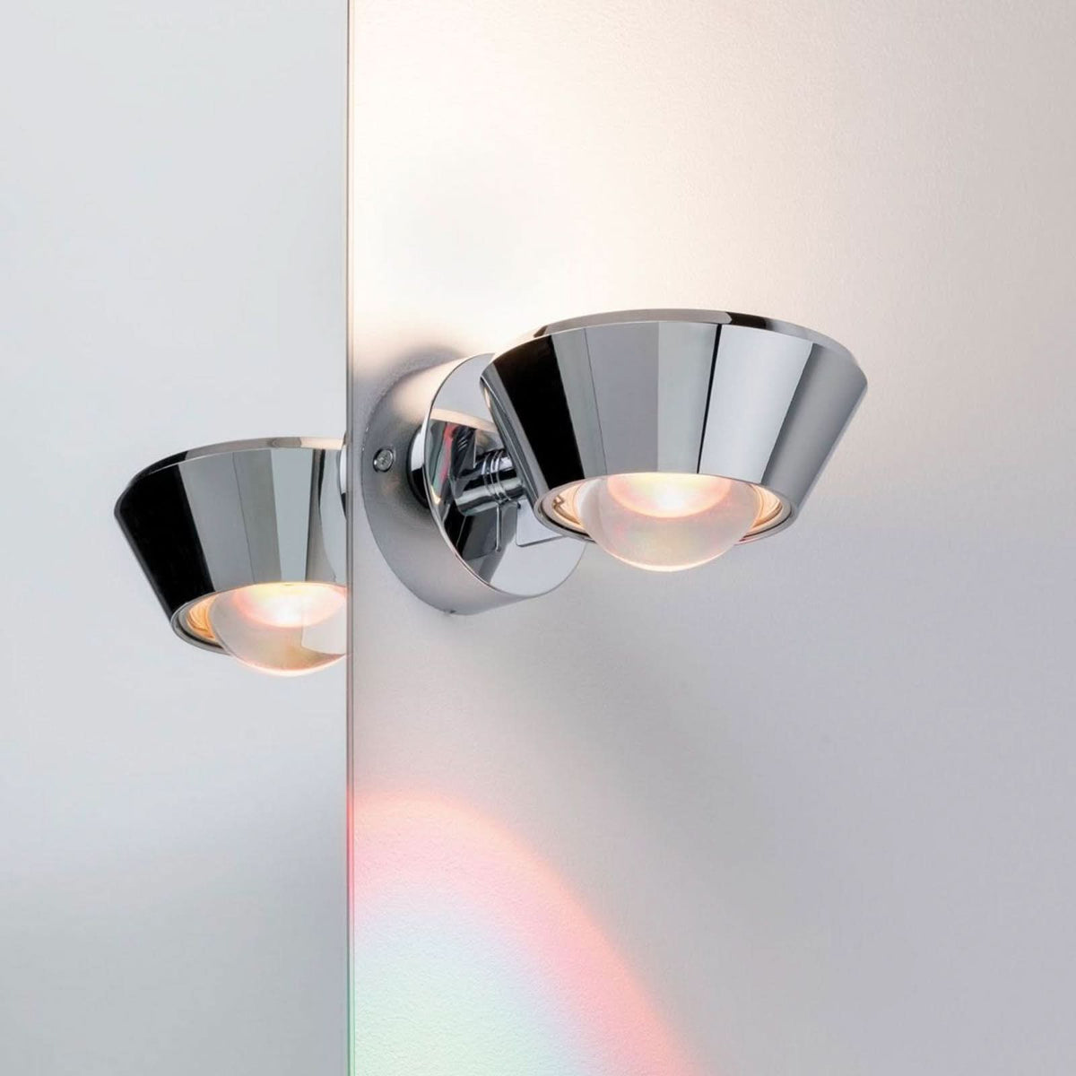 Applique murale LED Sabik, chromé, hauteur 8 cm, IP44