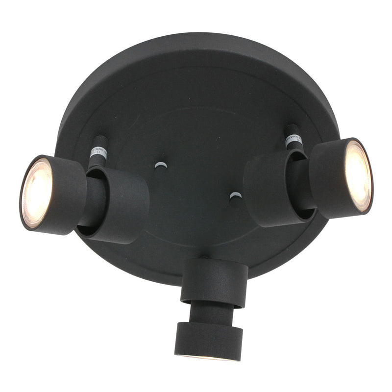 Natasja 7905ZW round black 3-light spotlight with GU10 bulbs