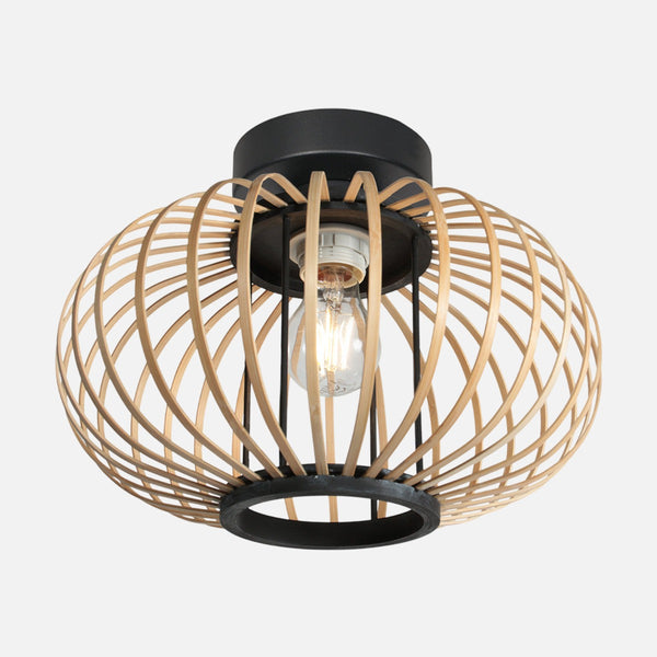black bamboo cage ceiling light, openwork globe Ø 31 cm | Sumba