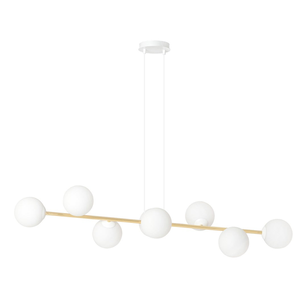 Gravity 8-light pendant lamp, white and gold