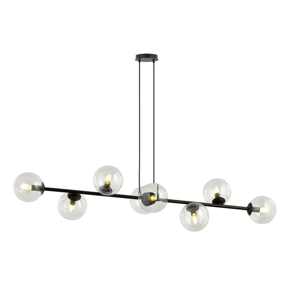 Rossi 8-light pendant, black, clear glass