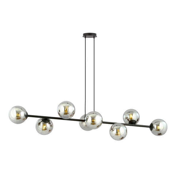 Rossi 8-light pendant, black, graphite glass