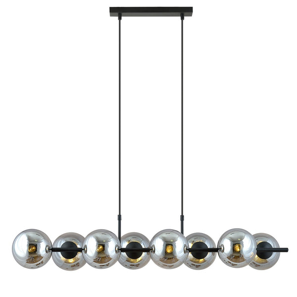 Rory 8-light pendant, graphite glass