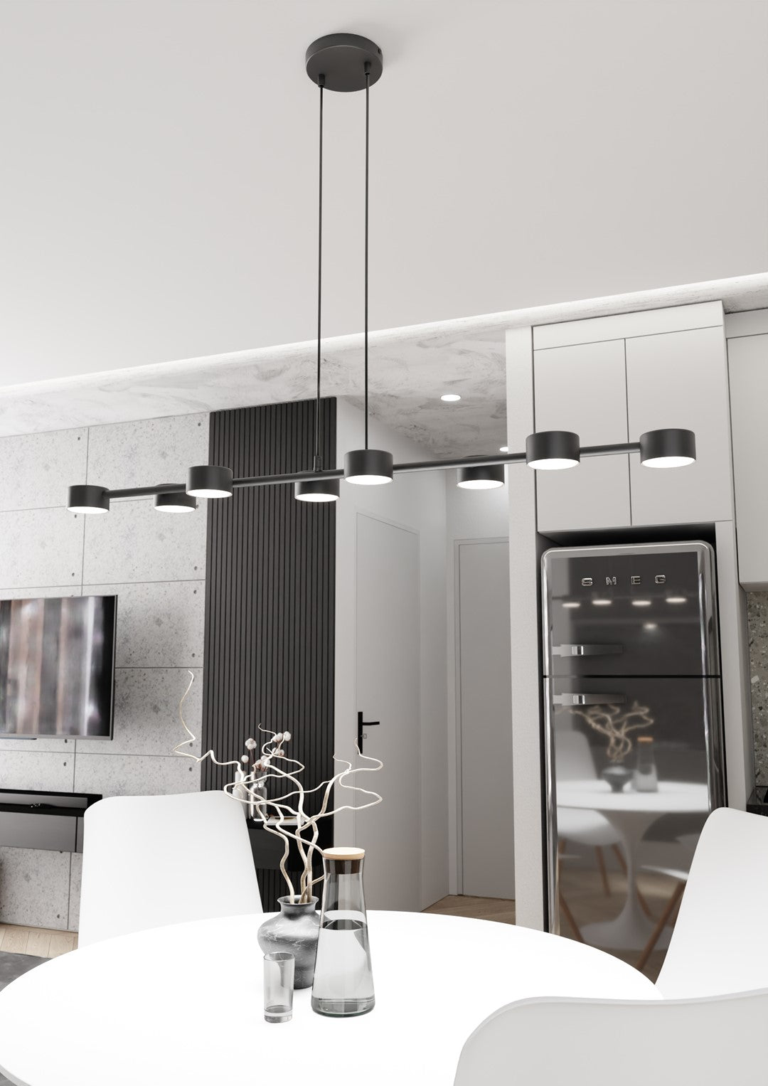 Megara 8-light black pendant light