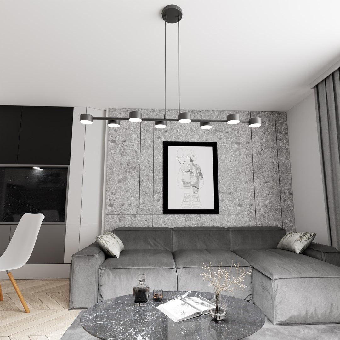 Megara 8-light black pendant light