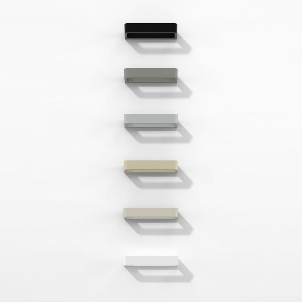 Applique murale LED Belvedere W1 en aluminium, noir mat, hauteur 3,5 cm, 3000 K