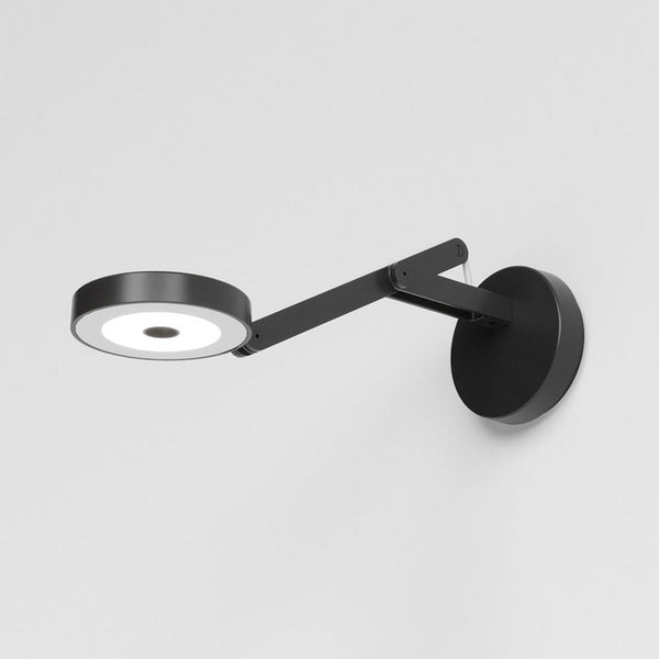 Applique murale LED String W0 DTW en tissu, noir et argenté, Ø 11 cm