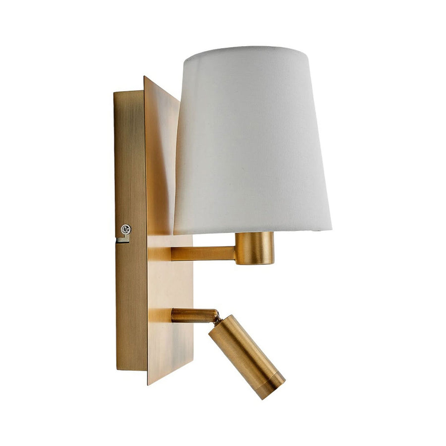 Applique murale en tissu, laiton ancien et blanc, hauteur 30,8 cm