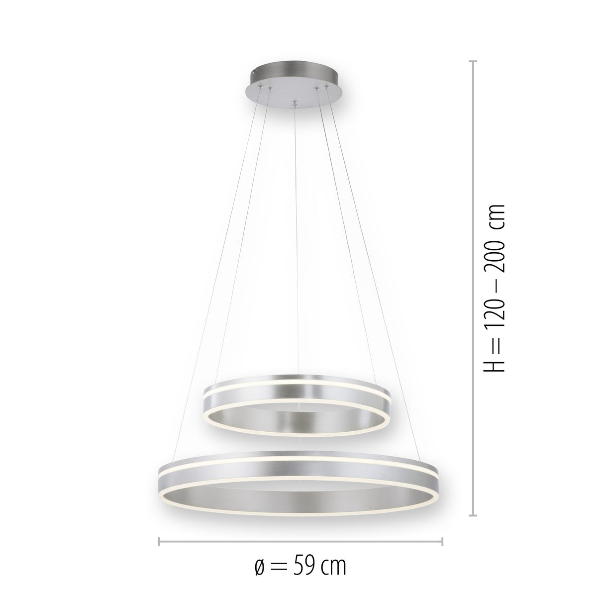 Suspension Q-Vito argentée, L 59 cm