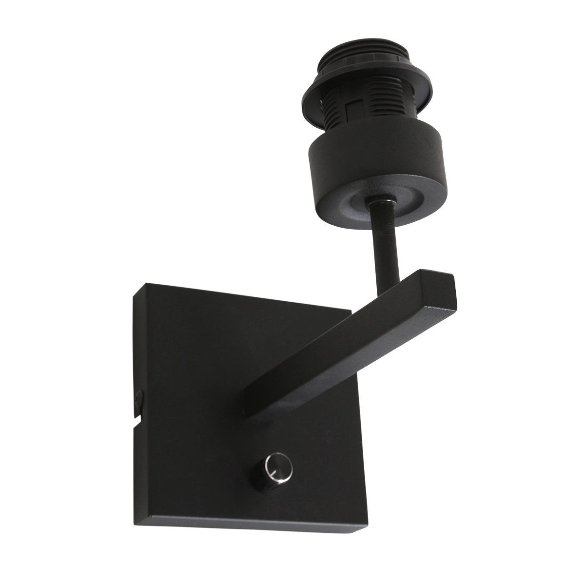 Stang 8175ZW black wall lamp with switch and grey velvet lampshade